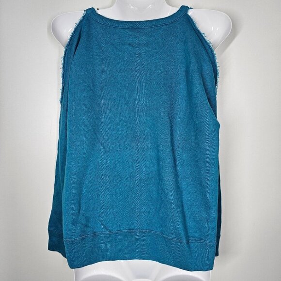 Chaser‎ Graphic Cold Shoulder Sweatshirt Blue Dripping Heart Cotton Blend NWT S - Picture 4 of 8